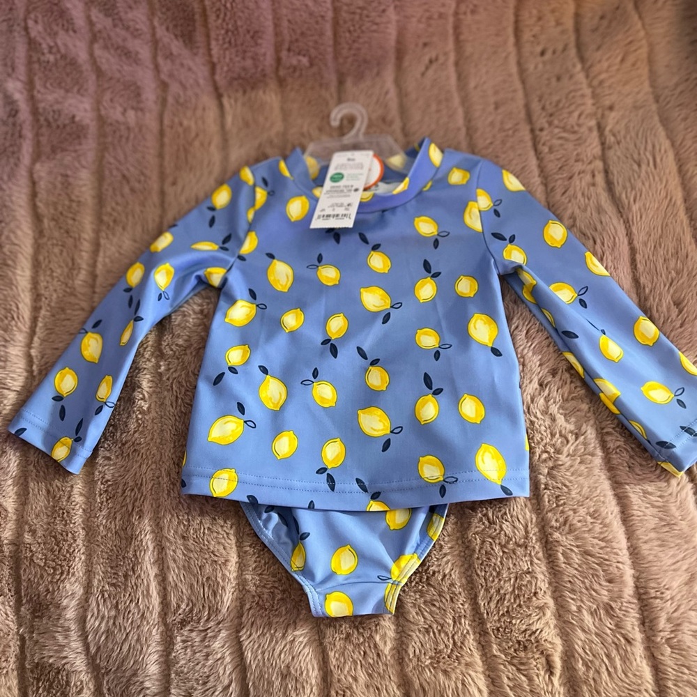 Carters Blue with Lemons long sleeve bathing suit